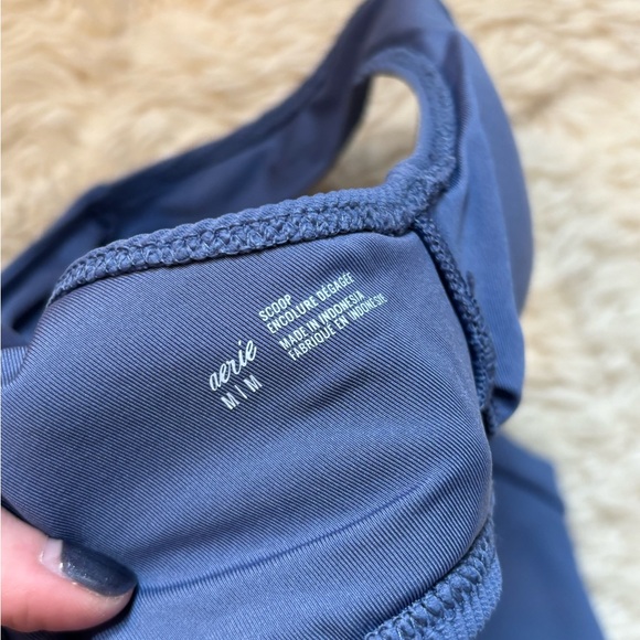 aerie Blue Ribbed Bikini Top - Scoop Cheeky - Picture 3 of 3